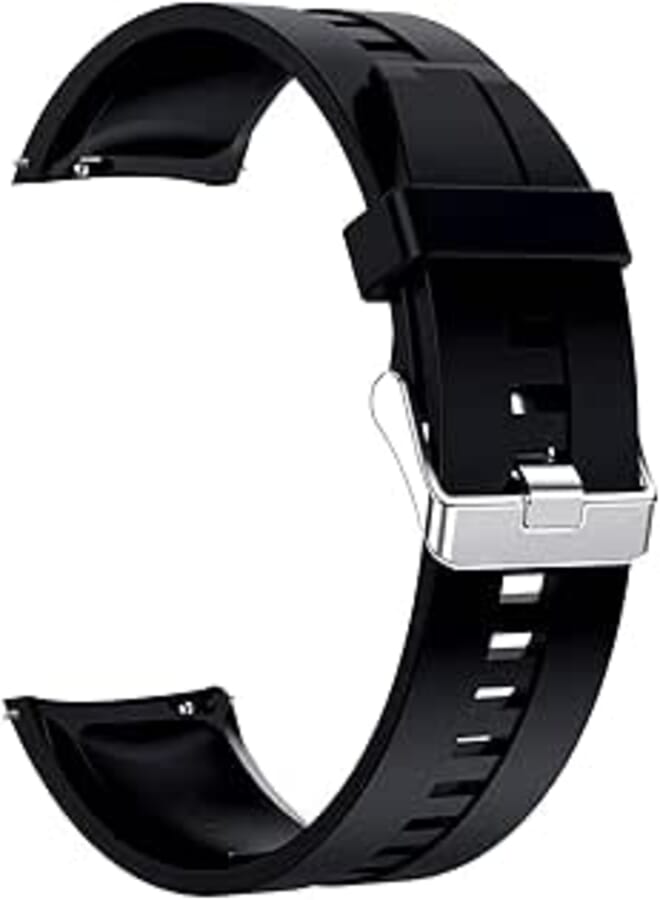 Microwear Watch Strap, Smart Watch Straps, Quick Release, Leather or TPU, 22 mm, Adjustable Smartwatch Replacement Straps for Men, Women (22 mm, Black Silicone)